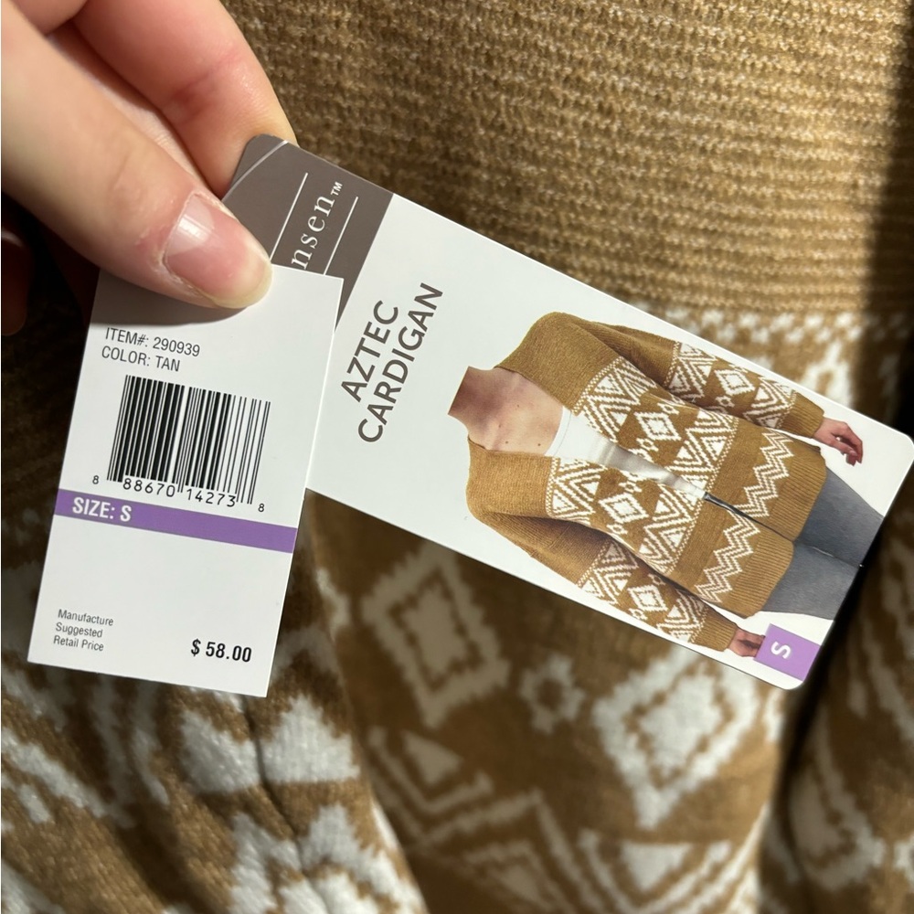Tan Aztec Stretchy Cardigan - Picture 3 of 6